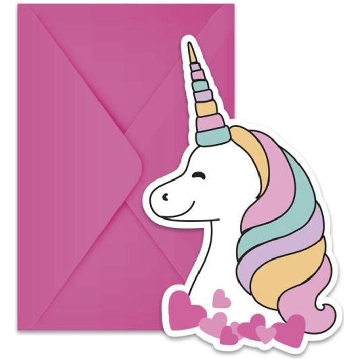 6 Cartons D Invitation Avec Enveloppes Bebe Licorne 14 X 7 7 Cm Cdiscount Beaux Arts Et Loisirs Creatifs