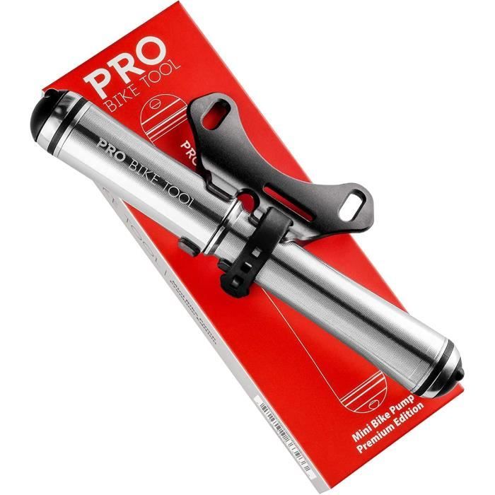 Pro Bike Tool Mini Pompe à vélo Premium Edition – Compatible avec valves Presta et Schrader – Haute Pression PSI – Pompe à Pneu de vélo pour vélo de Route et VTT