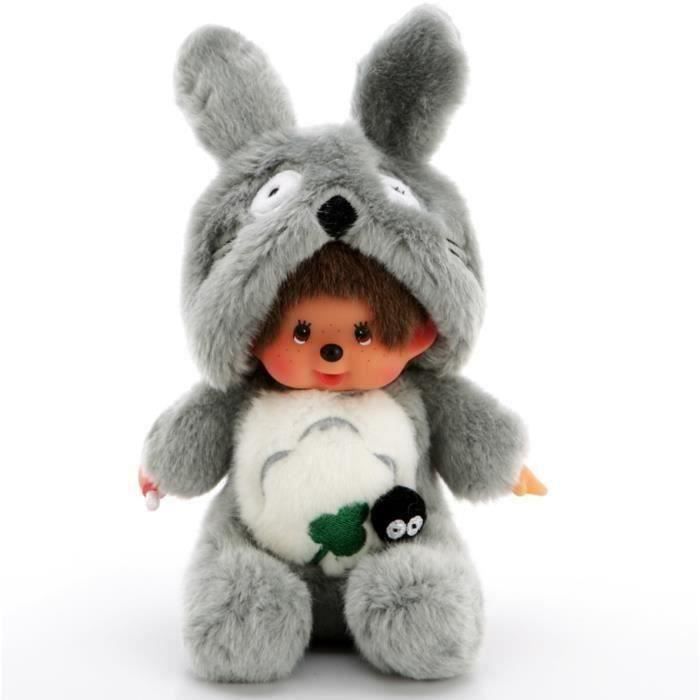 Poupée Kiki Totoro Monchichi Doll Peluche 20cm Gris avec biberon