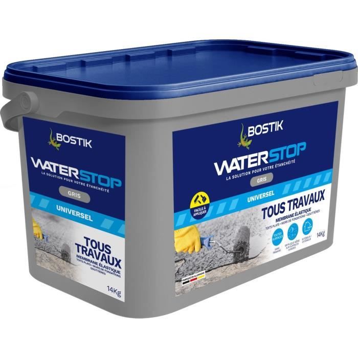 Membrane d'Etanchéité Waterstop BOSTIK Direct sans Primaire Gris Intérieur et Extérieur - Seau 14kg