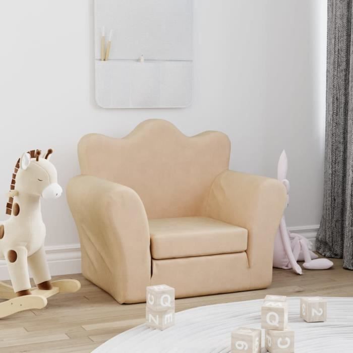 Canapé Enfant Knorrtoys Pliable En Peluche Douce Beige – Confortable, Lavable, Charge 30 Kg – Pour Chambre Et Jeux