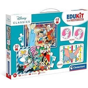 Coffret Apprentissage 4 En 1 Clementoni 18290 – 2 Puzzles Mémo Cubes Disney