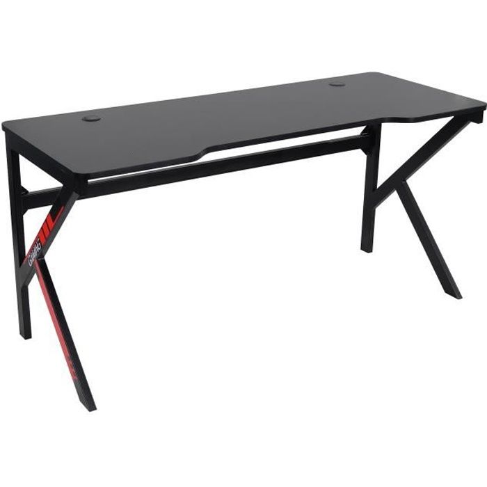 Bureau gaming ALPHA - Métal - Noir - L 150 x P 60 x H 72 cm - Cdiscount  Maison