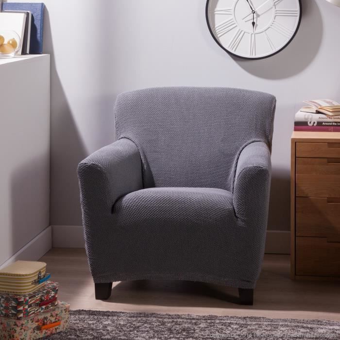 Housse fauteuil 1 place biextensible LISAGris  Cdiscount Maison