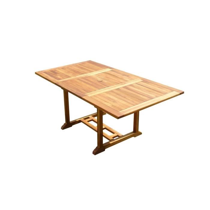 Table rectangulaire en teck aspect huilé SIDAN L.120-180 P.100 cm