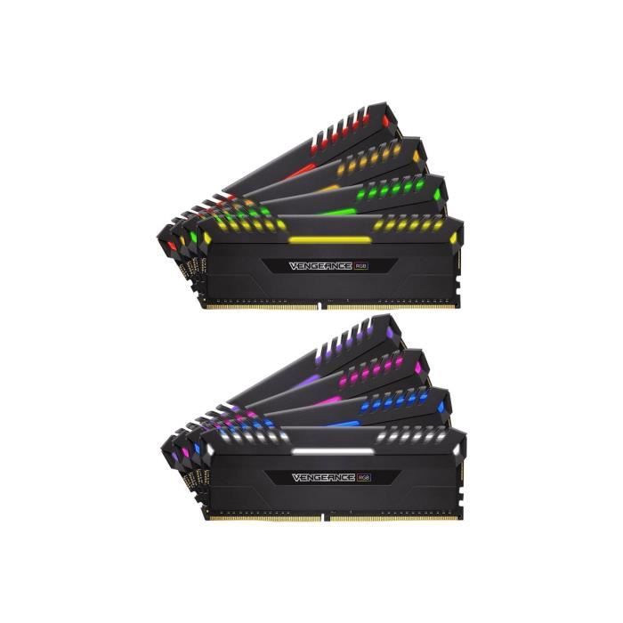 Achat Memoire PC Corsair Vengeance RGB DDR4 64 Go: 8 x 8 Go DIMM 288 broches 3800 MHz - PC4-30400 CL19 1.35 V mémoire sans tampon non ECC pas cher