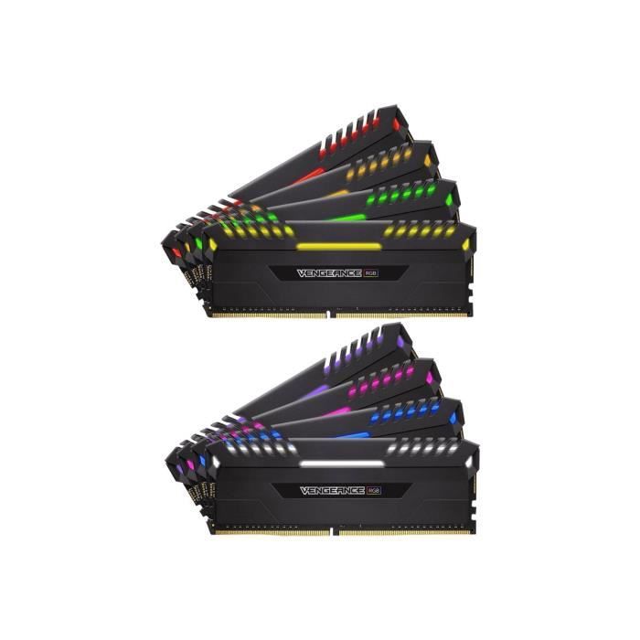 Vente Memoire PC Corsair Vengeance RGB DDR4 64 Go: 8 x 8 Go DIMM 288 broches 3800 MHz - PC4-30400 CL19 1.35 V mémoire sans tampon non ECC pas cher Vente Memoire PC Corsair Vengeance RGB DDR4 64 Go: 8 x 8 Go DIMM 288 broches 3800 MHz - PC4-30400 CL19 1.35 V mémoire sans tampon non ECC pas cher