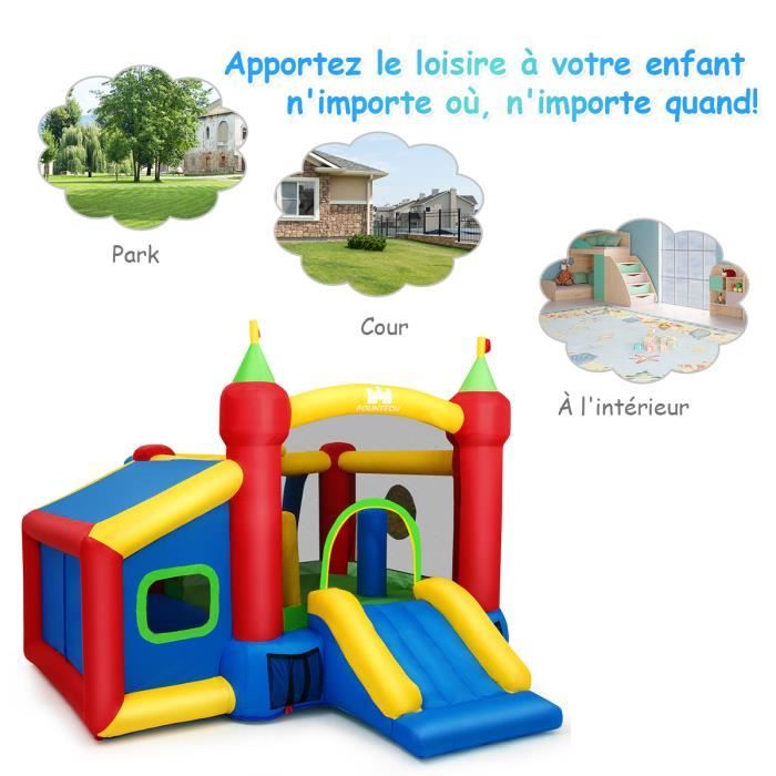 Château Gonflable Princesse 4 En 1 Avec Toboggan Et Piscine à Balles - Pour Jardin, Enfants 3-12 Ans