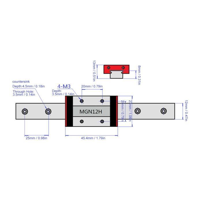 QUARKZMAN Kit Rail Linéaire 8mm X 400mm Avec 4 Roulements SCS8UU Et 4 Supports SK8 - Pour CNC Et Imprimante 3D