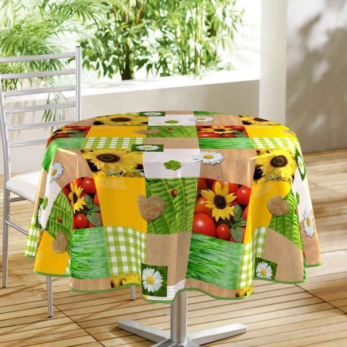 CDaffaires Nappe ronde (0) 160 cm pvc Toile cirée patchfleur
