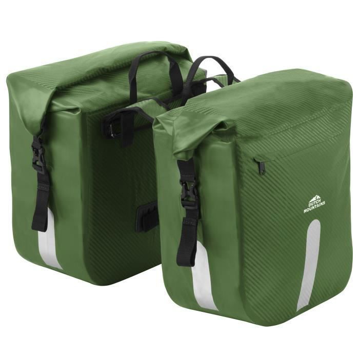 Sacoche vélo étanche 46L - Dutch Mountains double sac arrière vert