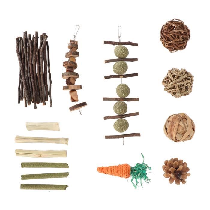 Meilleurs prix pour ESTINK Jouets de lapin Jouets à Mâcher pour Lapin en Bois de Pommier Naturel Jouets à Mâcher pour Petits Animaux animalerie jouet