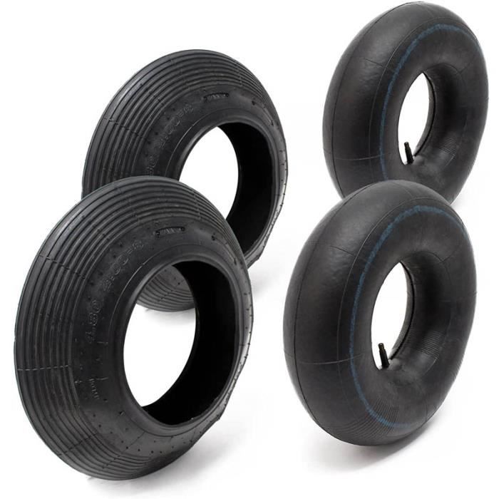 FOLAYA 2 X Jeu de Pneus ， Chambres à air pour Roues de brouette 4.008 avec Valve TR13 Jardin