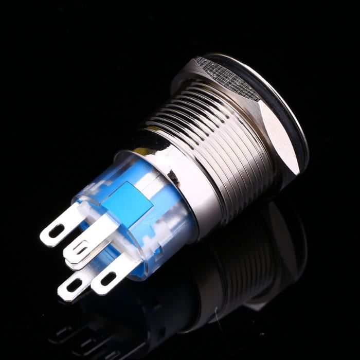 Lot De 5 Interrupteurs Bouton Poussoir Momentané 19mm - Argent, étanche, Bornes à Vis