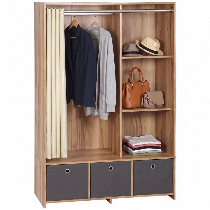 HOMCOM - Penderie - Panneaux de particules - 105x48x160cm - Bois naturel