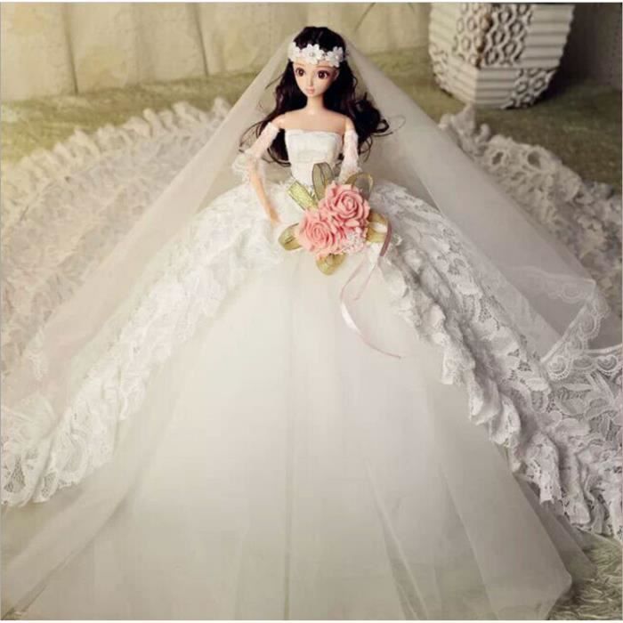 Filles Jouet Poupée Barbie Mariage robe blanche voile Princesse Set Outfit Robes BC9 