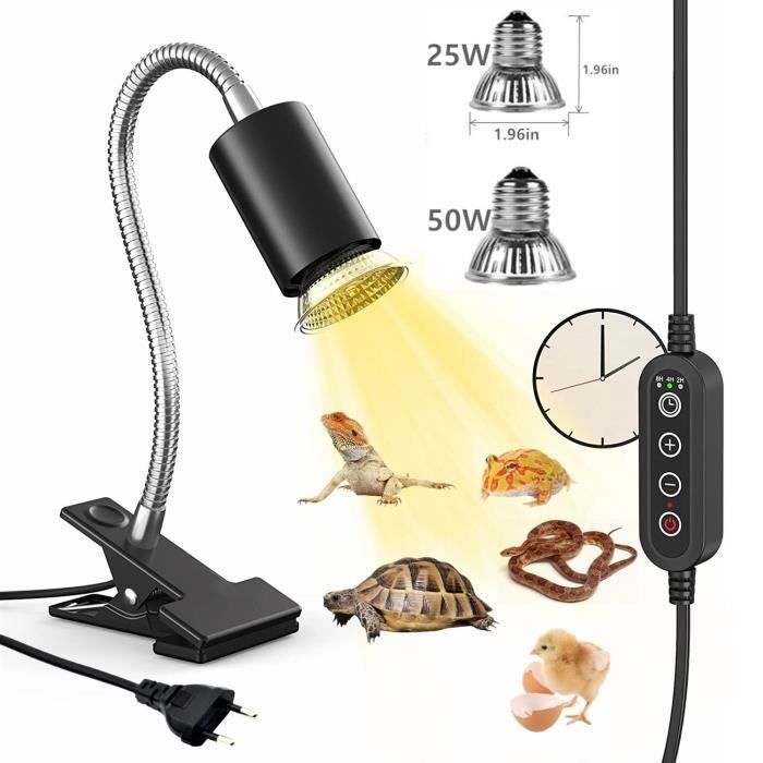 kenlumo lampe tortue with timer 25w 50w uva uvb reptile chauffage lampe et amphibiens pour aquarium 360 degrés de rotation