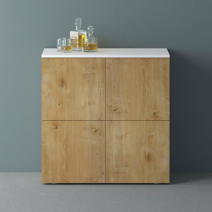 Meuble de Rangement - MAI & MAI - SR04 - Blanc Mat + Marron Clair - Contemporain - 100x36 4x98 cm Meuble de Rangement - MAI & MAI - SR04 - Blanc Mat + Marron Clair - Contemporain - 100x36 4x98 cm