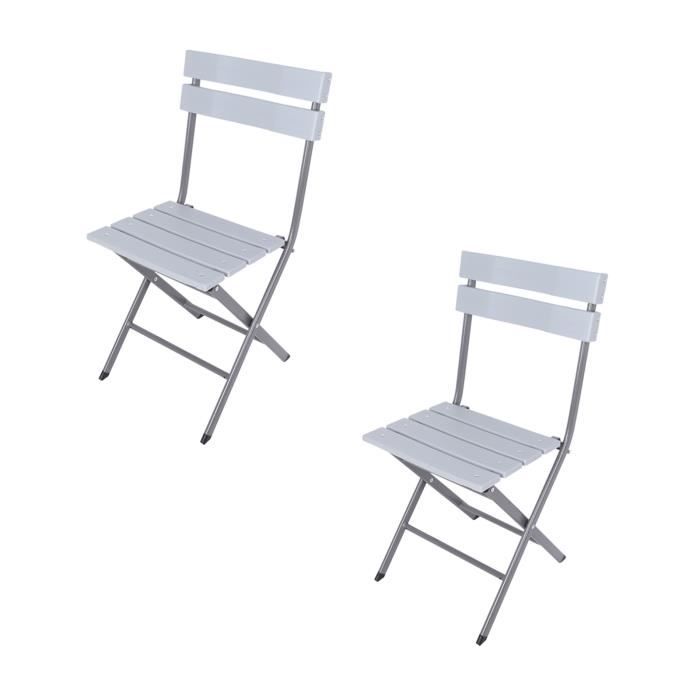 rebecca mobili lot de 2 chaises pour l'extérieur pliantes en plastique acier pour bars camping