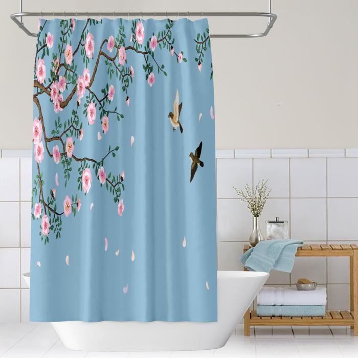 Rideau de Douche Fleurs Vintage 180x180 cm, Fond rétro Rose Rouge Blanc Fleurs Tissu imperméable Rideau de Douche Fleurs Vintage 180x180 cm, Fond rétro Rose Rouge Blanc Fleurs Tissu imperméable