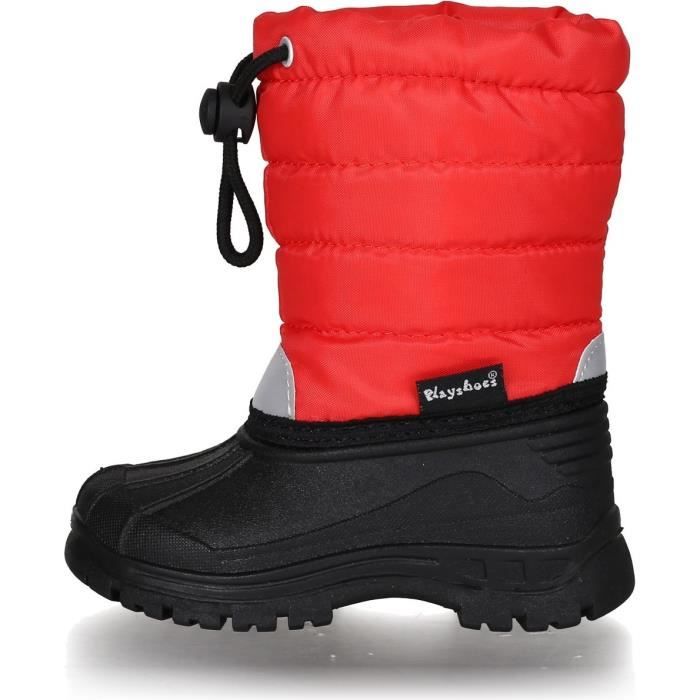Bottes dhiver enfant - Playshoes - Rouge - Imperméable - Doublure chaude - Semelle antidérapante