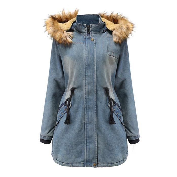 Parka Femme De Marque A Capuche Detachable Parka Femme En Jean Parka Longue Bleu Cdiscount Pret A Porter