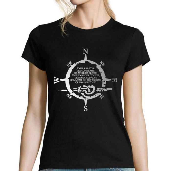 T Shirt Femme Col V Nord Sud Faut Arreter Ces Conneries Citation Humoristique Kaamelott Pour Les Fans De Perceval Cadeau I Noir Cdiscount Pret A Porter