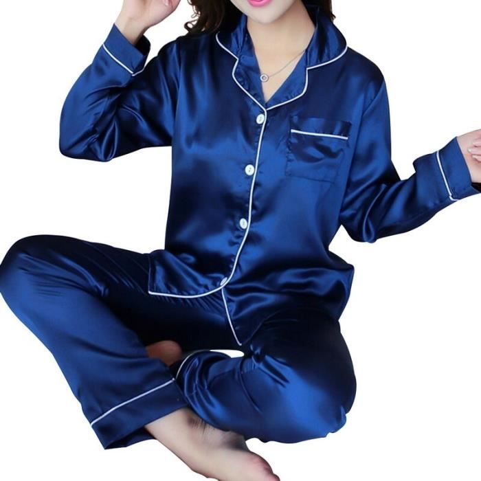 Ensemble de Pyjama Femme 2 pièce Sexy Chic sans Manches Ensemble Nuit Femme  en Dentelle Camisole Vêtements Modal Nightwear bleu Bleu - Cdiscount  Prêt-à-Porter
