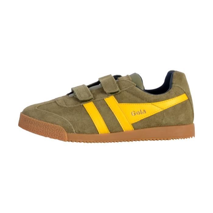 Gola Gola Baskets Cuir Enfant – Version basse Scratch Kaki/Marine Semelle caoutchouc Confort exceptionnel