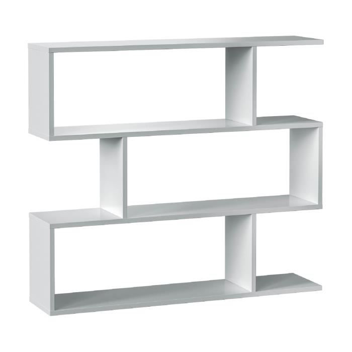 Bibliothèque étagère basse 3 niveaux en bois mélaminé coloris blanc brillant - Longueur 110 x Profondeur 24 x Hauteur 97 cm Bibliothèque étagère basse 3 niveaux en bois mélaminé coloris blanc brillant - Longueur 110 x Profondeur 24 x Hauteur 97 cm