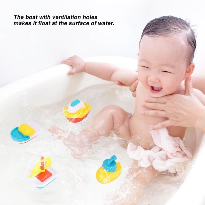 Lot De 3 Bateaux Gonflables Pour Bain – Jouets Flottants à Moteur, Rouge/jaune/bleu Aléatoire, Dès 1 An