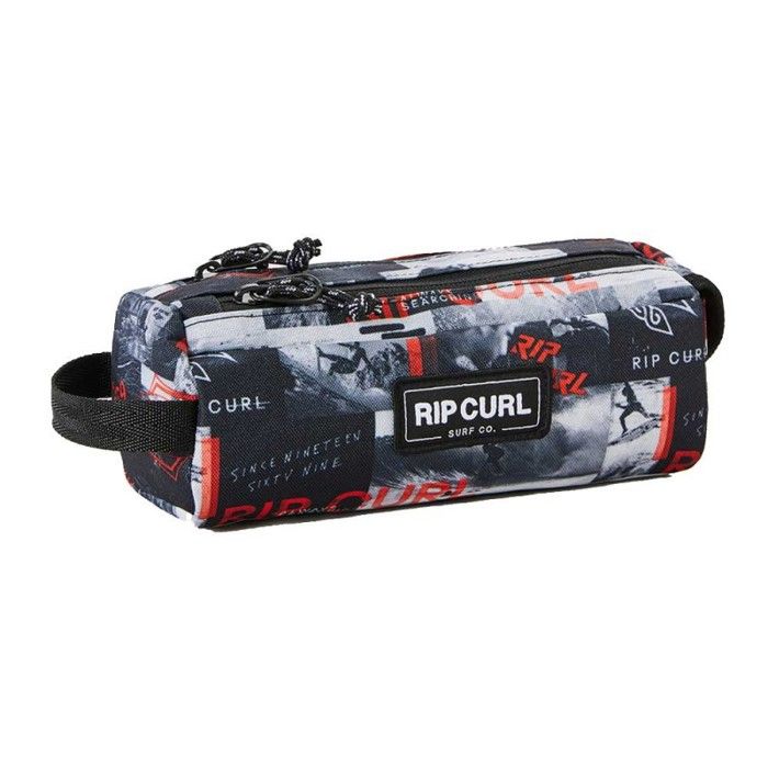 Trousse Scolaire Rip Curl 2 Compartiments - En Polyester Recyclé, Dimensions 21x8x8 Cm - Pour Garçon, Couleur Bleu Marine - Dès Le CP