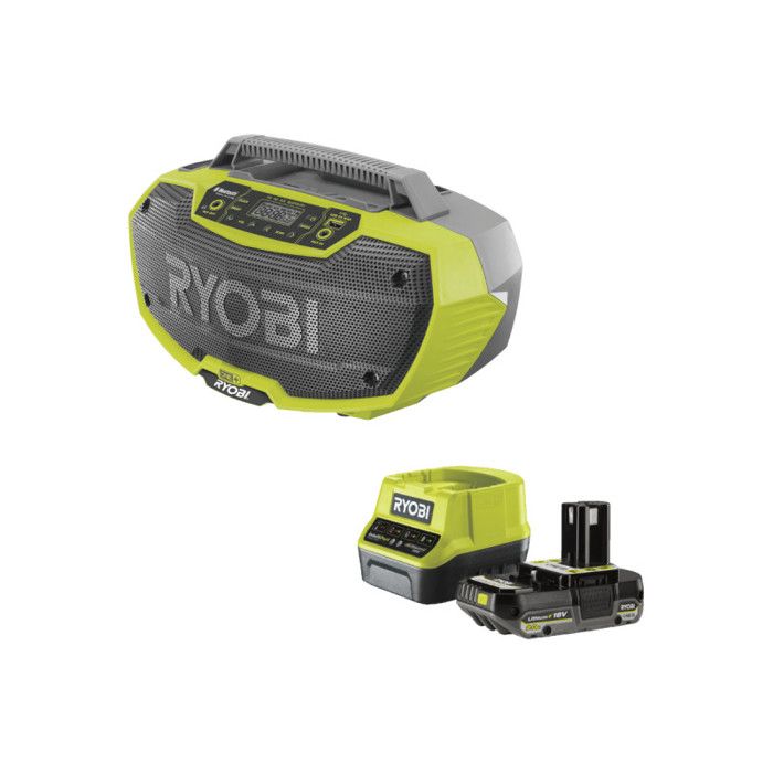 Pack RYOBI Radio d'atelier R18RH 0 18V One+ 1 batterie 2.0Ah 1 chargeur rapide RC18120 120 - vue 2