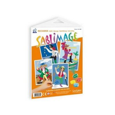 Recharge Sablimage Pirates SentoSphère - 4 Planches à Colorier Au Sable, Activité Créative Pour Enfants Dès 4 Ans