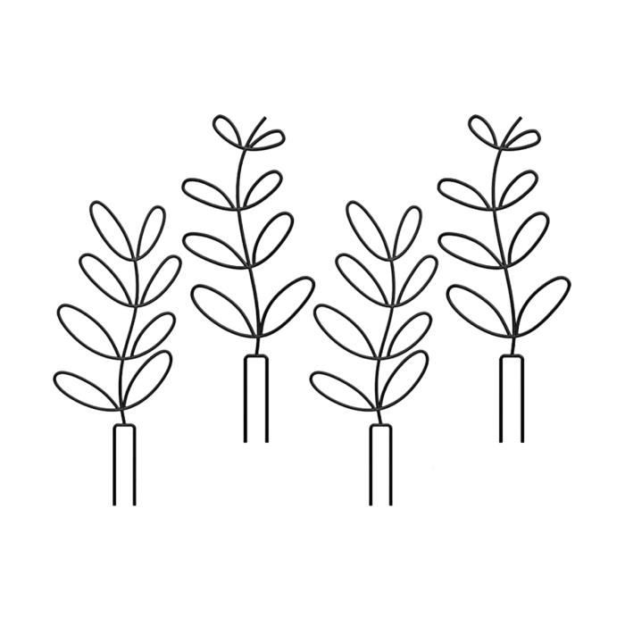 Lot De 2 Tuteurs En Métal Pour Plantes Grimpantes - Forme Feuille, 11,6x31,5 Cm, Revêtement Noir, Pour Plantes D'intérieur