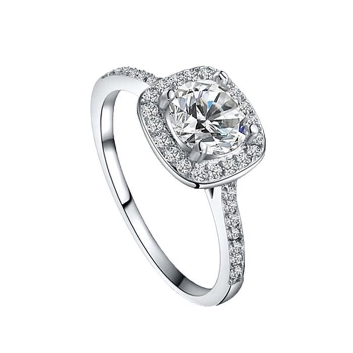 Elegant Rond Carre Diamant Anneau De Mariage Bijoux Mode Pour Les