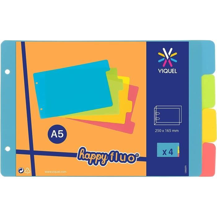Lot De 5 Intercalaires A5 4 Trous - Papier Kraft Marron Naturel, Onglets Solides Pour Classeur, Agenda & Bullet Journal