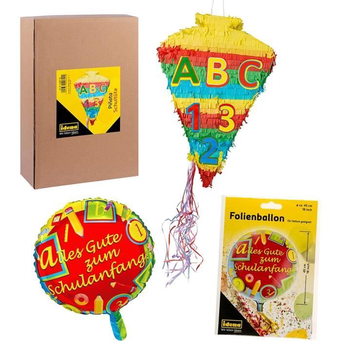 Idena 90012 - Pinata cornet d'école ballon en plastique Rentrée des ...