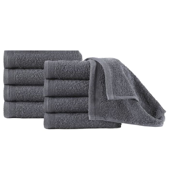 30 x 50 cm Lot de 10 serviettes pour invités douces 100 /% coton confortables et absorbantes anthracite