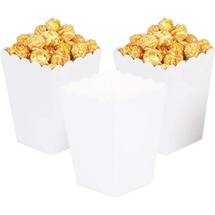 Lot 40 Sachets Boîtes Pop-Corn Papier Kraft & Carton Blanc – Format Mariage, Cinéma, Fête Anniversaire