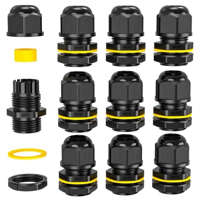 50 Pièces Presse-Étoupe IP68 Étanches Nylon M12 M16 M20 M25 M32 - Connecteurs Câble Avec Contre-Écrou
