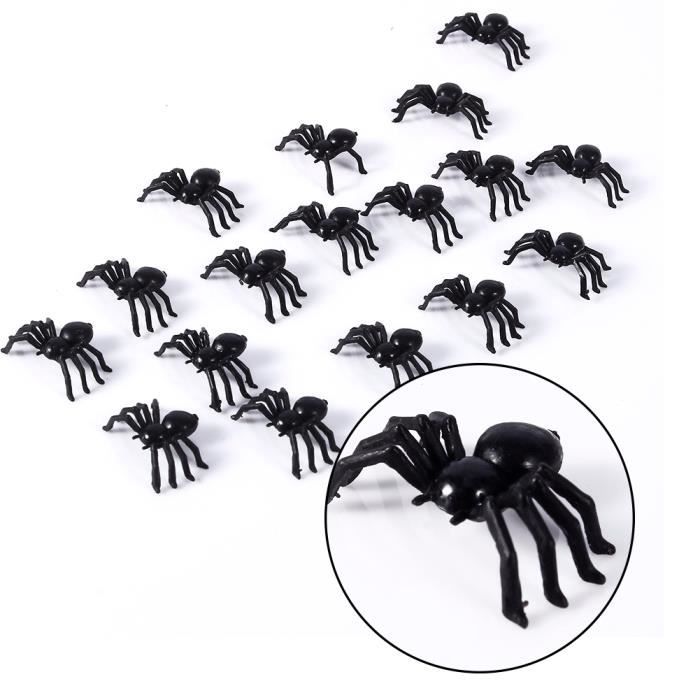 50 Pcs Halloween Araignées Noir Plastique Faux Araignées Halloween Dr