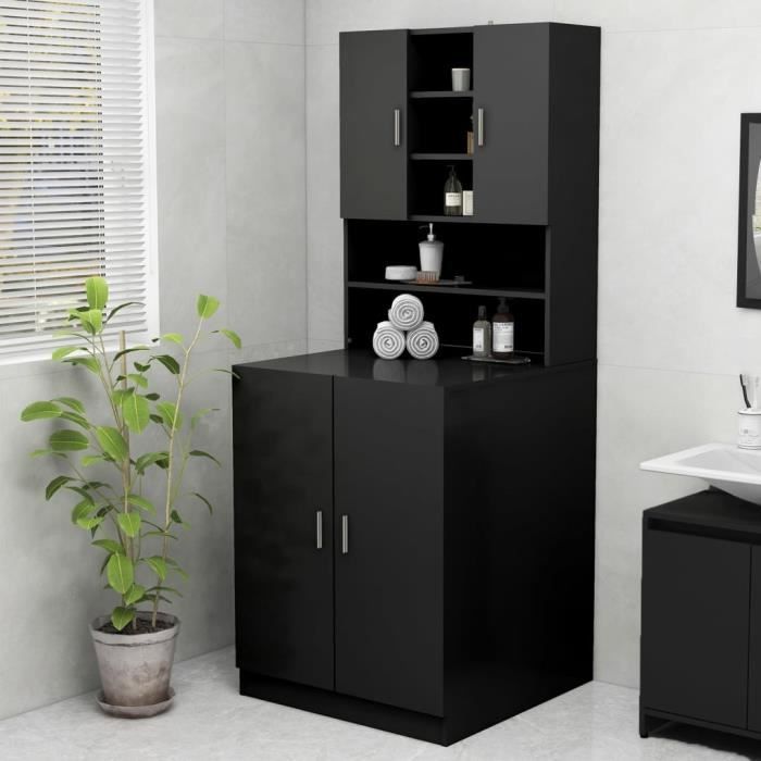 SALE 2024 Meuble pour machine à laver Noir 705x255x90 cm 5973Kg