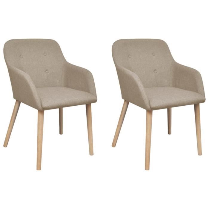 SALE 2024 Chaises à manger lot de 2 beige tissu et chêne massif Pour Salon cuisine 52 x 57 x 76 5 cm 153 82 Kg