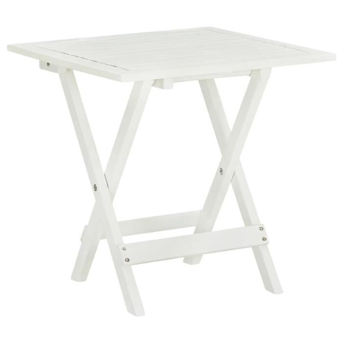 vidaXL Table de bistro Blanc 46x46x47 cm Bois dacacia massif