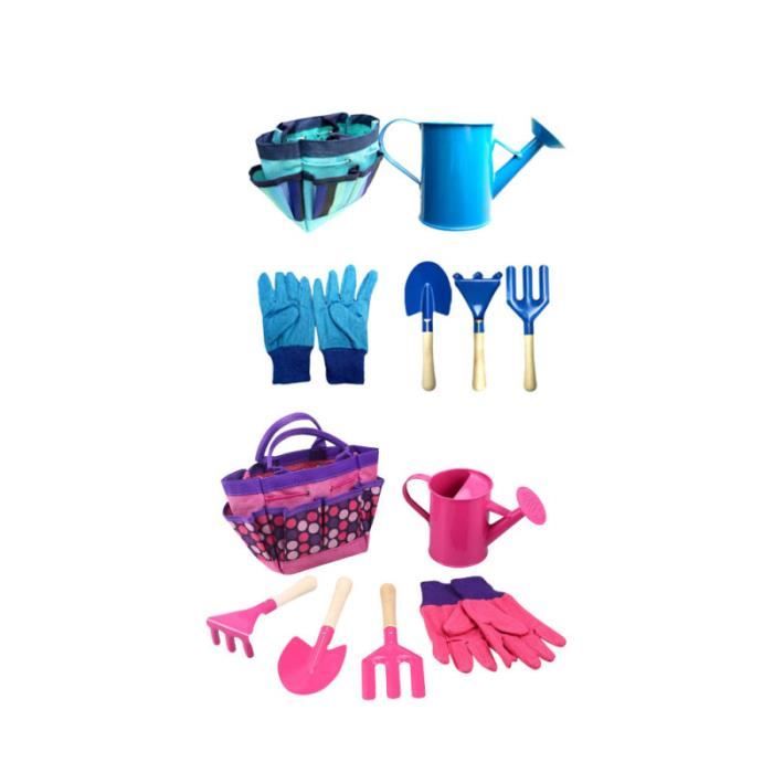 DeAO Ensemble Jardinage Enfants DIY Graffiti - Outils + Pots + Arrosoir + Tablier Vert - Kit Créatif Jardin