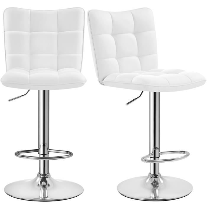 Yaheetech Lot de 2 Tabourets de Bar en Similicuir Réglables en Hauteur Chaises de Bar Assise 50 × 43 5 × 92 5 cm Blanc Yaheetech Lot de 2 Tabourets de Bar en Similicuir Réglables en Hauteur Chaises de Bar Assise 50 × 43 5 × 92 5 cm Blanc