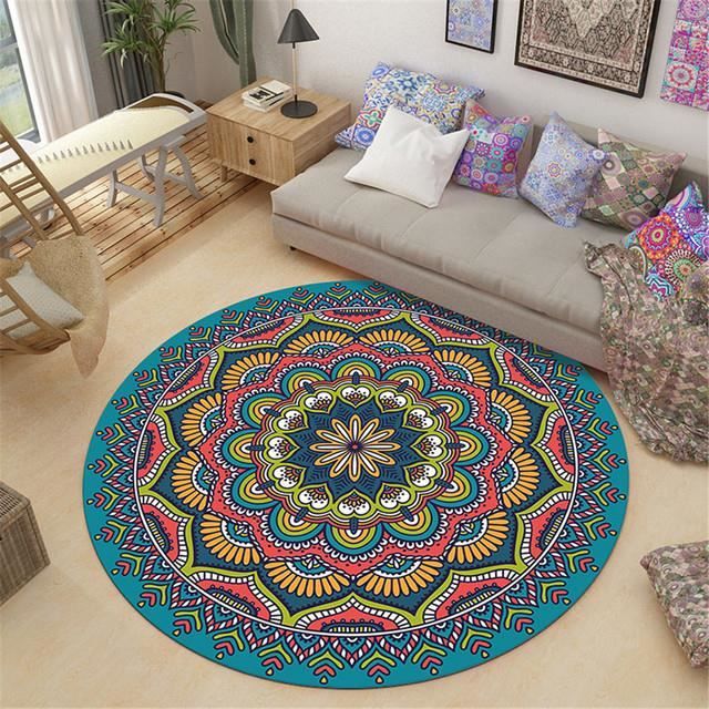 TAPIS,Round Rug 3Diameter 80cmtapis rond Mandala rétro, Style