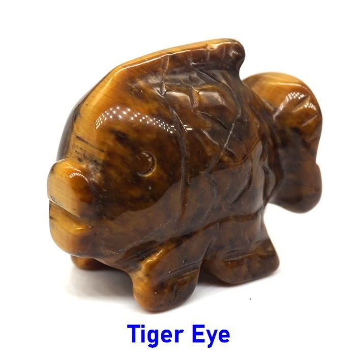 PIERRE VENDUE SEULE,Tiger EyeStatue de poisson de 1.5 pouces en