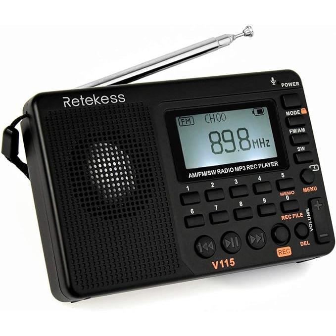 Radio Portable - YYV - Modèle Noir - Lecteur MP3 - Rechargeable - Réveil Intégré